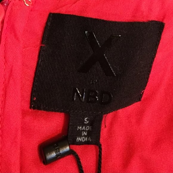 NWT X by NBD Florence Red & White Gingham Beaded Embroidered Mini Dress NWT - Picture 11 of 11